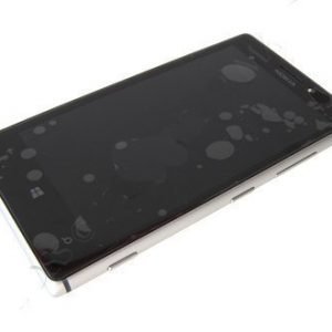 Nokia Lumia 925 Silver/Hopea alkuperäinen täydellinen etupaneeli
