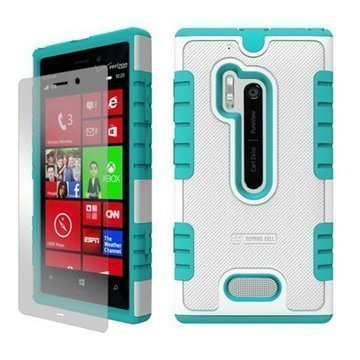 Nokia Lumia 928 Beyond Cell Duo Shield Hybrid Case White / Light Blue