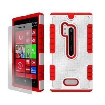 Nokia Lumia 928 Beyond Cell Duo Shield Hybrid Case White / Red