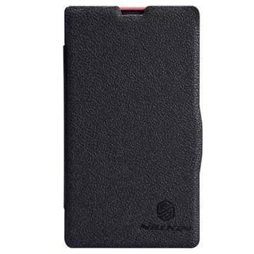 Nokia X X+ Nillkin Fresh -Sarjan Nahkainen Läppäkotelo Musta