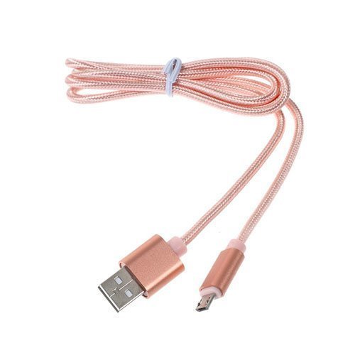 Onten 1m Kudottu Pintainen Metalli Mikro Usb Siirto Latauskaapeli Pinkki