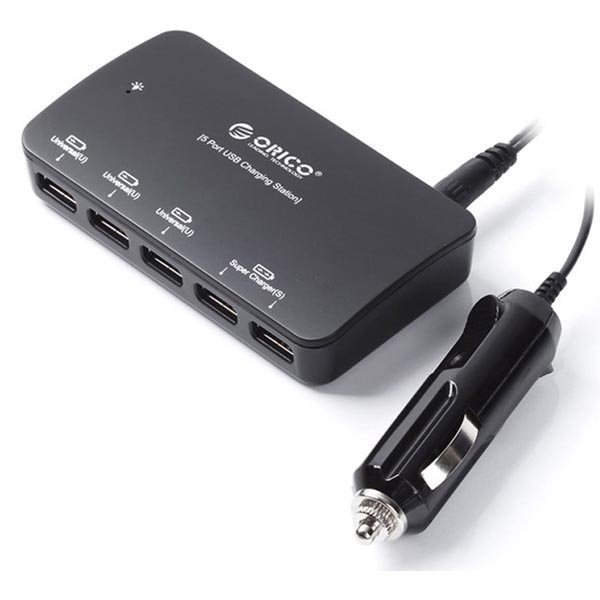 Orico Autolaturi 5V 7 2A 36W 5xUSB Tyyppi A 12V DC musta