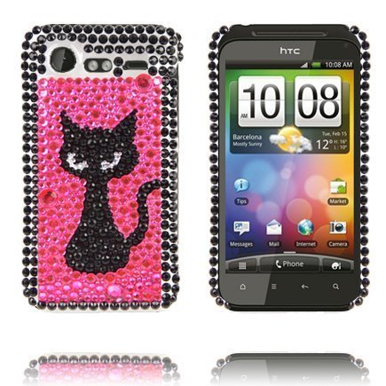 Paris Musta Kitty Pinkki Htc Incredible S "Bling-Bling" Suojakuori