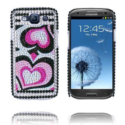 Paris Pinkit Sydämet Samsung Galaxy S3 Bling Suojakuori