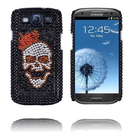 Paris Pääkallo Punainen Kruunu Samsung Galaxy S3 Bling Suojakuori