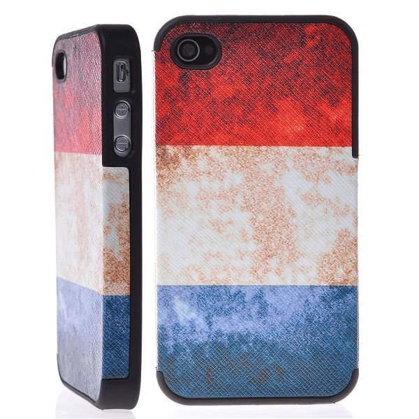 Patriot Nahka Päällystetty Ranskan Lippu Iphone 4 / 4s Silikonikuori