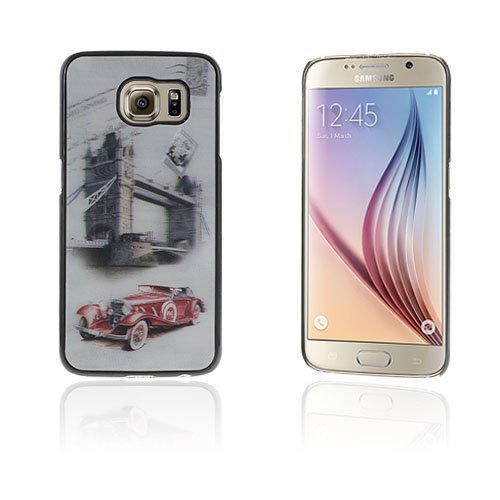 Persson Samsung Galaxy S6 Nahkakotelo Korttitaskuilla Torni Silta Ja Retro Auto