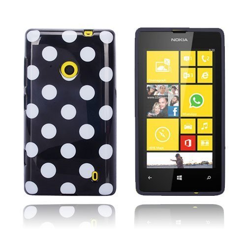 Polka Dote Musta Nokia Lumia 520 Suojakuori