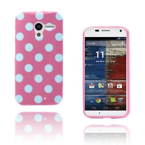 Polka Dots Motorola Moto X Suojakuori Vaaleanpunainen