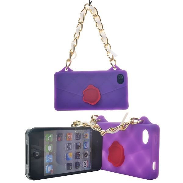 Puhelinlaukku Bling Kantohihnalla Violetti Iphone 4s Silikoninen