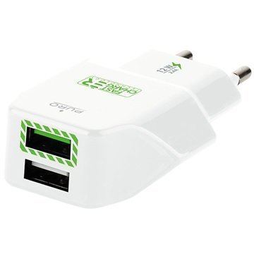 Puro Dual USB Fast Travel Charger White