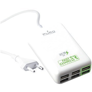 Puro Universal USB Fast Charger 6-Port White