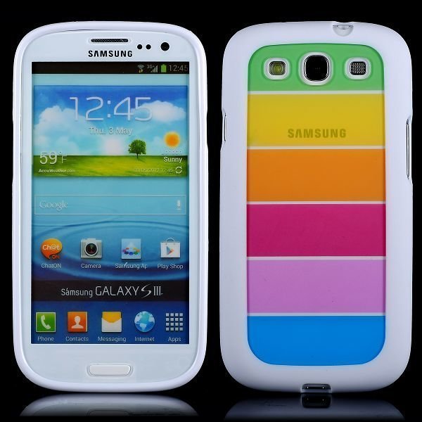 Rainbow Läpikuultava Valkoinen Samsung Galaxy S3 Silikonikuori