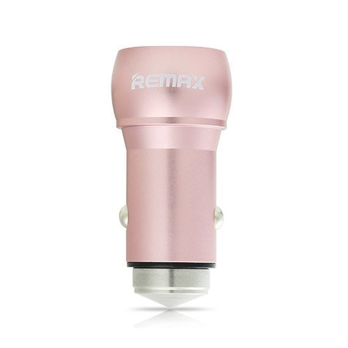 Remax Smart Kaksois-Usb 2.4a Turvallisuus Vasara Autolaturi Pinkki