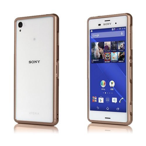 Remes Kahvi Sony Xperia Z3 Metallinen Bumper Suojakehys