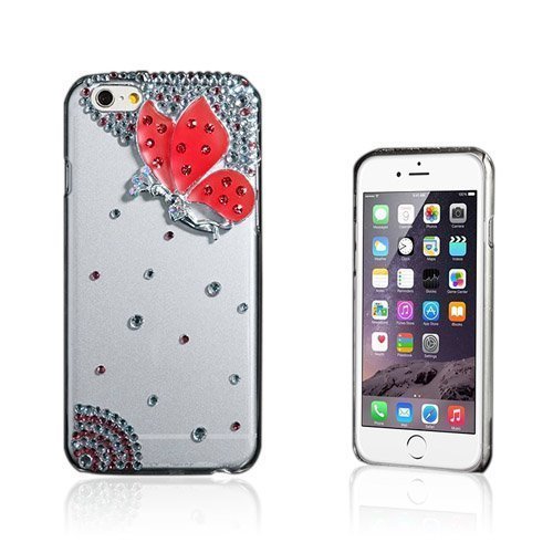 Rhinestone Punainen Perhonen Iphone 6 Suojakuori