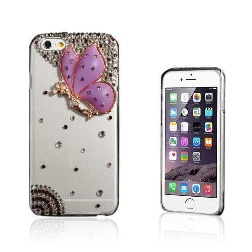 Rhinestone Violetti Perhonen Iphone 6 Suojakuori