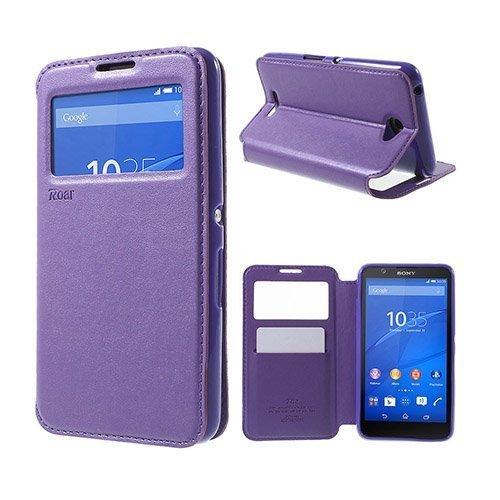 Roar Korea Sony Xperia E4 Nahkakotelo Standillä Violetti