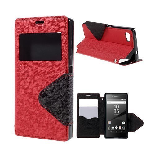 Roar Korea Sony Xperia Z5 Compact Nahkakotelo Korttitaskuilla Punainen