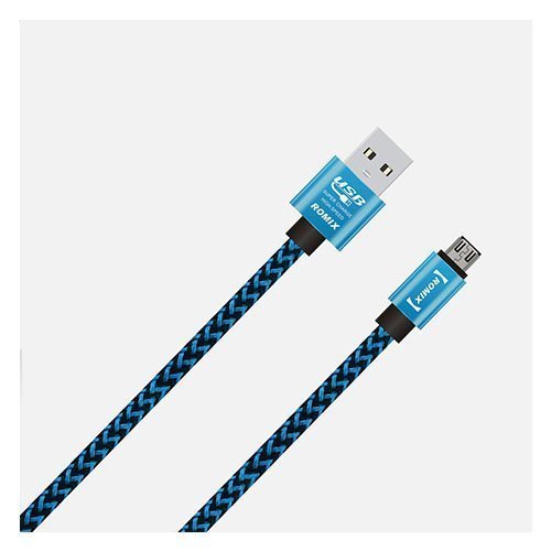 Romix 1.2 Metrin Mikro Usb Data Ja Latauskaapeli Sininen