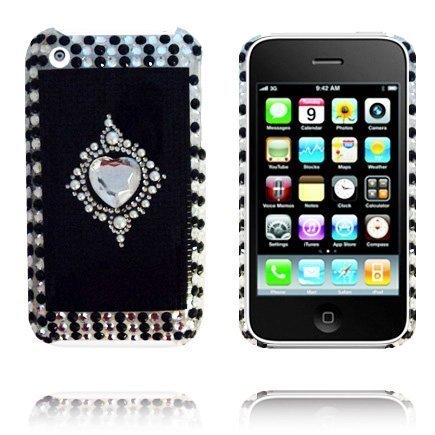 Royal Bling Musta Hopea Sydän Iphone 3 Suojakuori