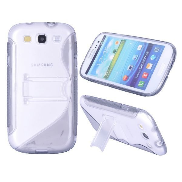 S-Line Läpikuultava Kick-Stand Harmaa Samsung Galaxy S3 Suojakuori