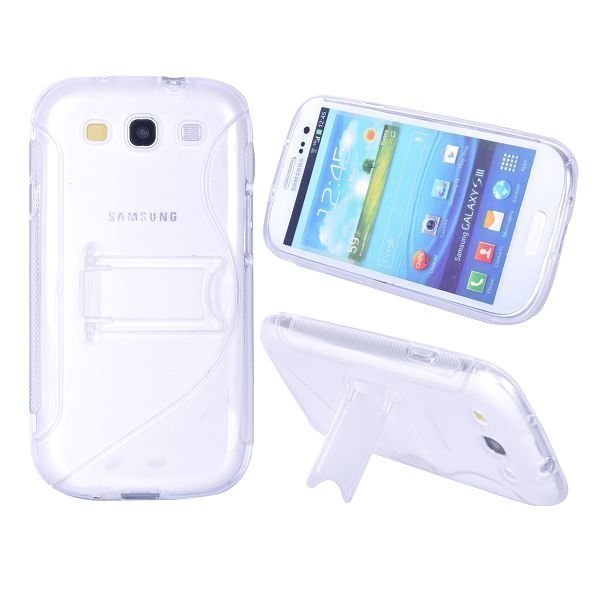 S-Line Läpikuultava Kick-Stand Kirkas Samsung Galaxy S3 Suojakuori