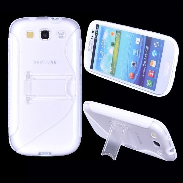 S-Line Läpikuultava Kick-Stand Valkoinen Samsung Galaxy S3 Suojakuori