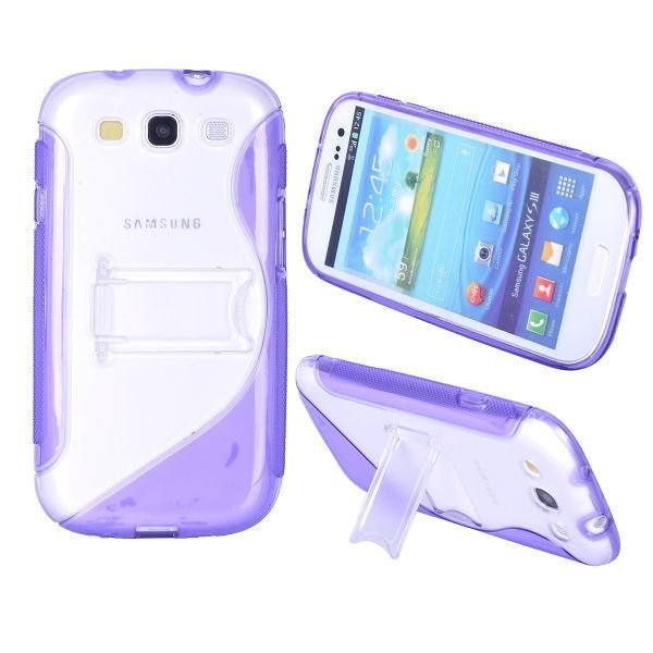 S-Line Läpikuultava Kick-Stand Violetti Samsung Galaxy S3 Suojakuori