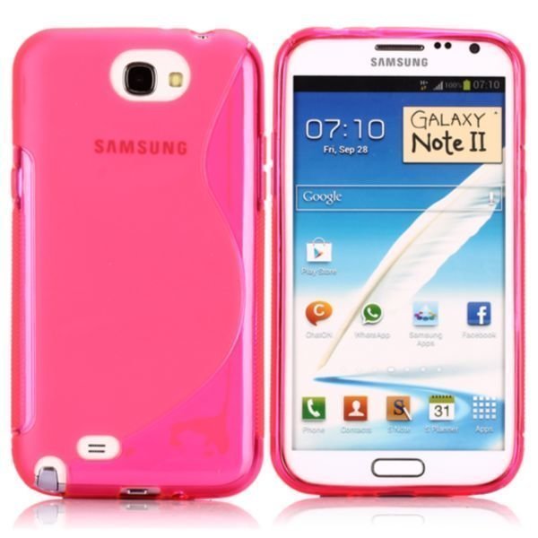 S-Line Läpikuultava Pinkki Samsung Galaxy Note 2 Suojakuori