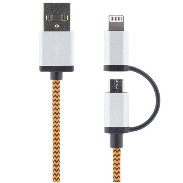 STREETZ USB-synkronointi-/latauskaapeli Lightning 2m oranssi