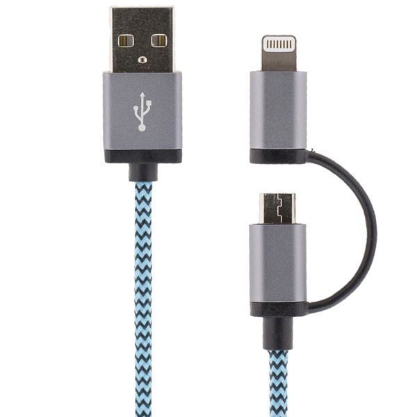 STREETZ USB-synkronointi-/latauskaapeli Lightning 2m sininen