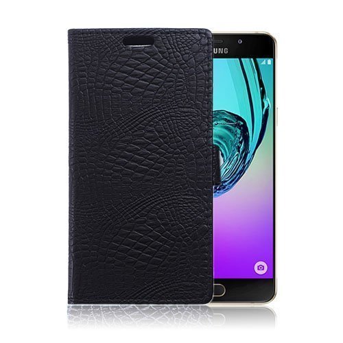 Samsung Galaxy A5 Sm-A510f 2016 Krokotiilinnahka Kotelo Lompakko Musta
