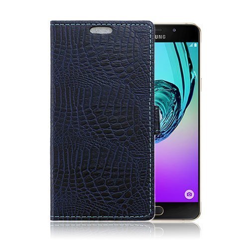 Samsung Galaxy A5 Sm-A510f 2016 Krokotiilinnahka Kotelo Lompakko Tummansininen