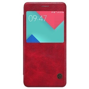 Samsung Galaxy A7 (2016) Nillkin Qin Series Smart View Läppäkotelo Punainen