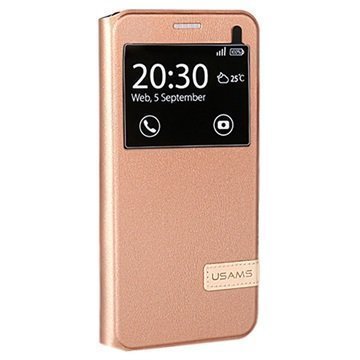 Samsung Galaxy A7 (2016) Usams Muge Series Ikkunallinen Kotelo Ruusukulta