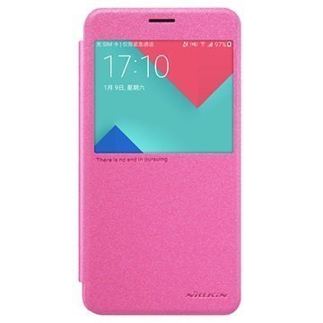 Samsung Galaxy A9 (2016) Nillkin Sparkle Series View Läppäkotelo Kuuma Pinkki