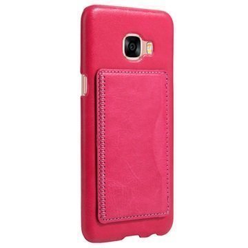 Samsung Galaxy C5 Retro Seisontatuki Kotelo Kuuma Pinkki