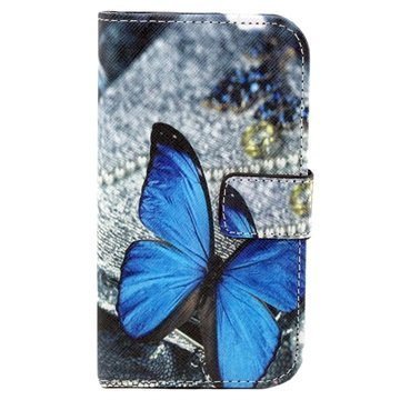 Samsung Galaxy Core Prime Lompakkokotelo Sininen Perhoset