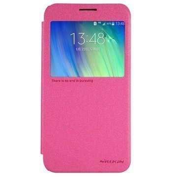 Samsung Galaxy E7 Nillkin Sparkle Sarjan Avattava Kotelo Ikkunalla Kuuma Pinkki