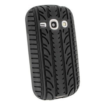 Samsung Galaxy Fame S6810 Igadgitz Tyre Tread Desing Silikonikotelo Musta