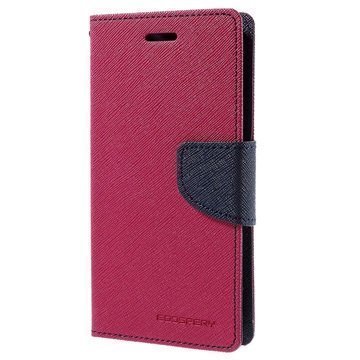 Samsung Galaxy J2 Mercury Goospery Fancy Diary Lompakkokotelo Kuuma Pinkki / Tummansininen