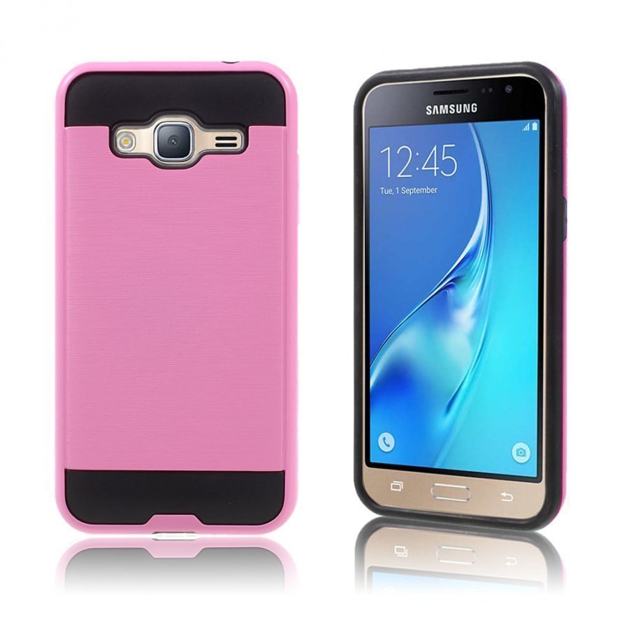 Samsung Galaxy J3 2016 / J3 2-In-1 Harjattu Yhdistelmä Kuori Pinkki