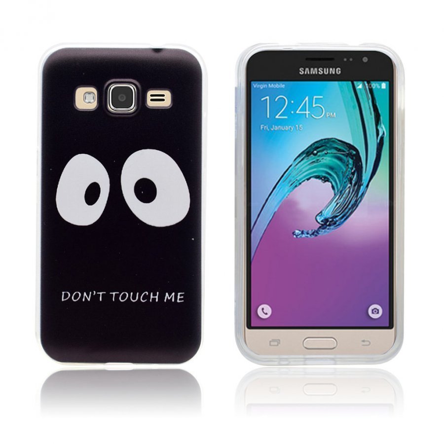 Samsung Galaxy J3 2016 Joustava Kuori Kuviolla Suuret Silmät Ja Näpit Irti