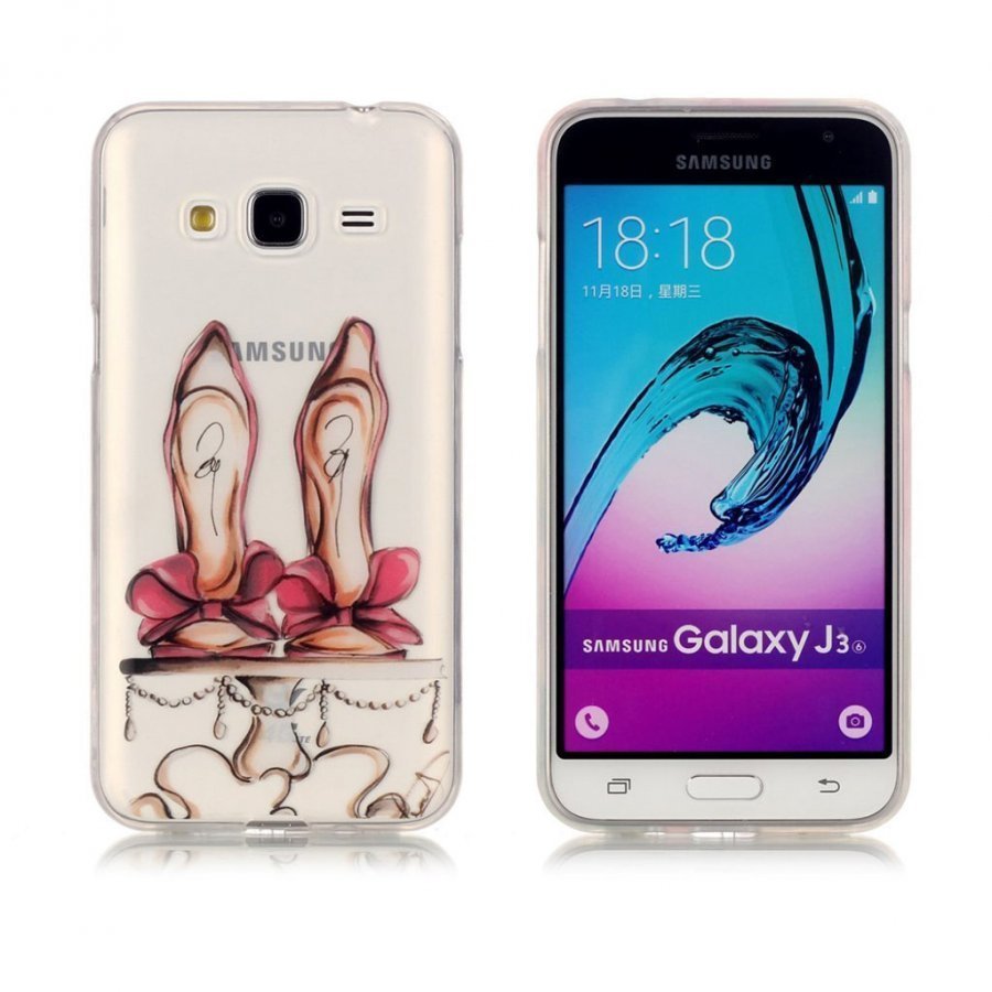 Samsung Galaxy J3 2016 Kuvioitu Joustava Kuori Korkokenkä Pari