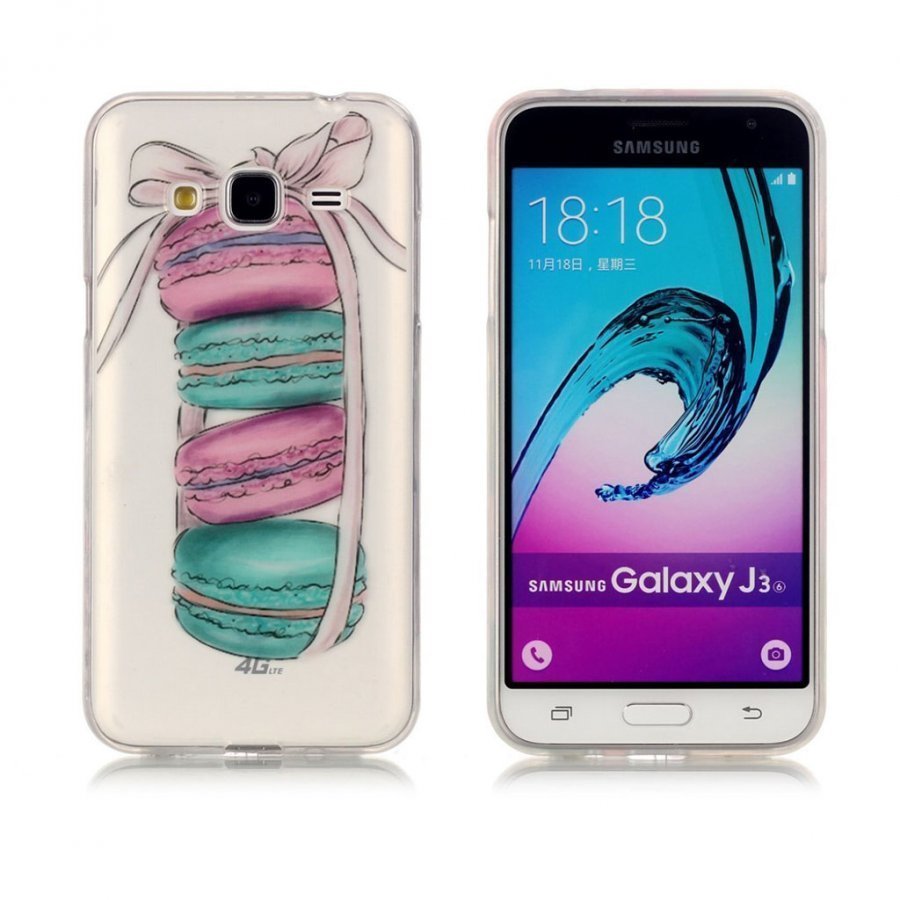 Samsung Galaxy J3 2016 Kuvioitu Joustava Kuori Makaronit