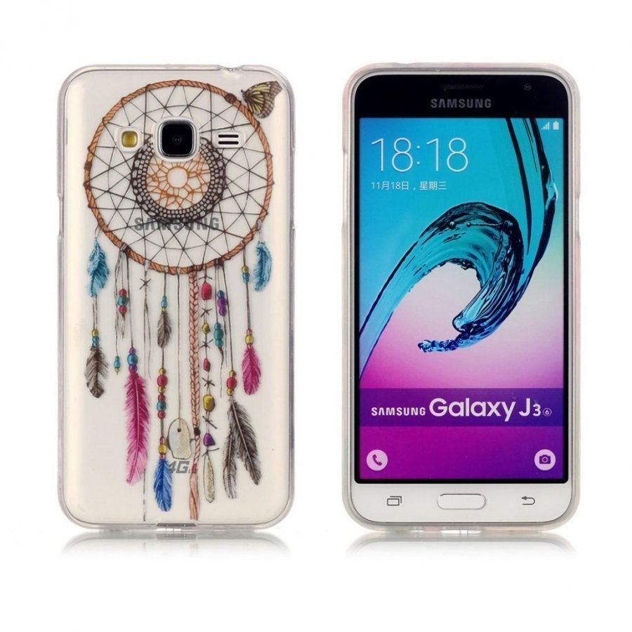 Samsung Galaxy J3 2016 Kuvioitu Joustava Kuori Unensieppaaja Ja Perhonen