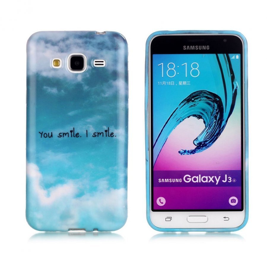 Samsung Galaxy J3 / J3 2016 Kuvioitu Joustava Kuori Hymyilemme Yhdessä