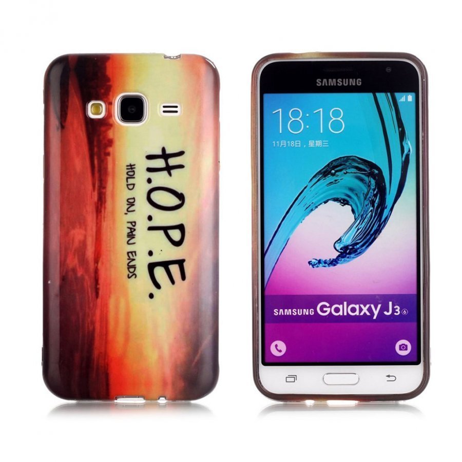 Samsung Galaxy J3 / J3 2016 Kuvioitu Joustava Kuori Pidä Kiinni Kipu Loppuu