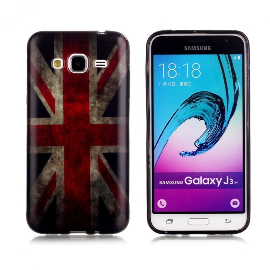 Samsung Galaxy J3 / J3 2016 Kuvioitu Joustava Kuori Retro Britannian Lippu